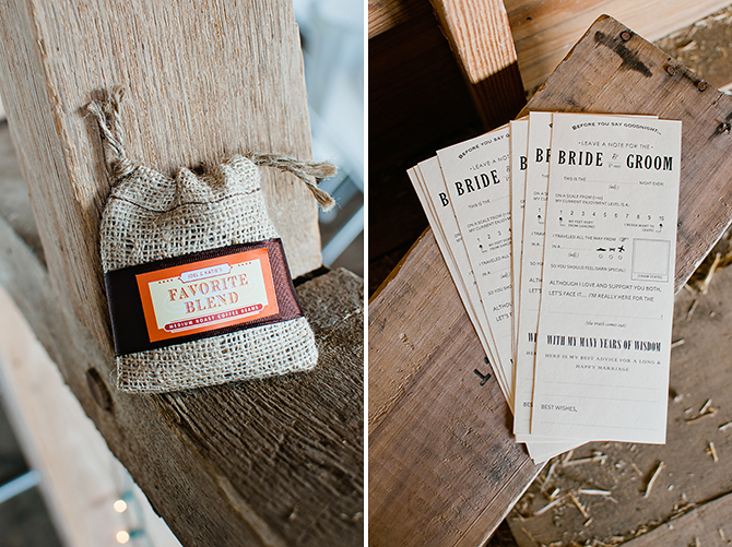 coffee bean favors and wedding mad-lib at dayton, ohio wedding