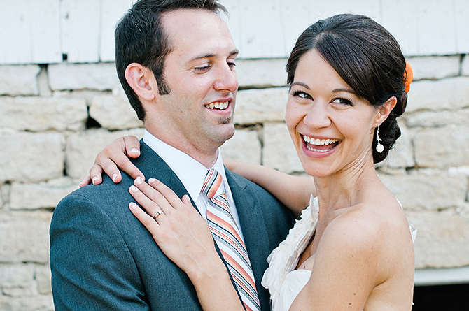happy wedding couple laughing dayton wedding photographer