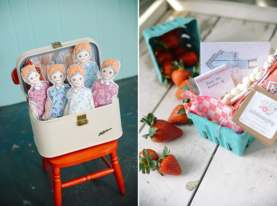 vintage styled dolls in vintage suitcase